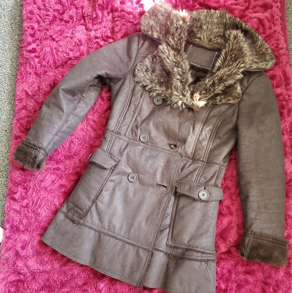 VINTAGE GADZOOKS~ RETRO BROWN FAUX FUR LINED JACKET! - Picture 11 of 16